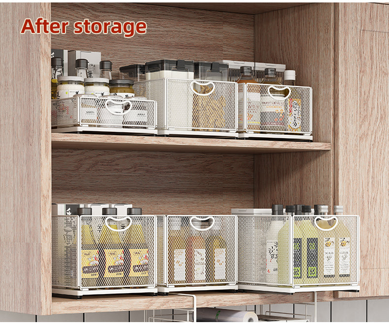 Sleek Pull-Out Cabinet Organizer for Kitchen Storage