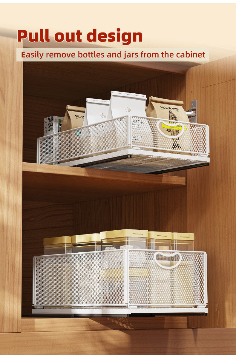 Sleek Pull-Out Cabinet Organizer for Kitchen Storage